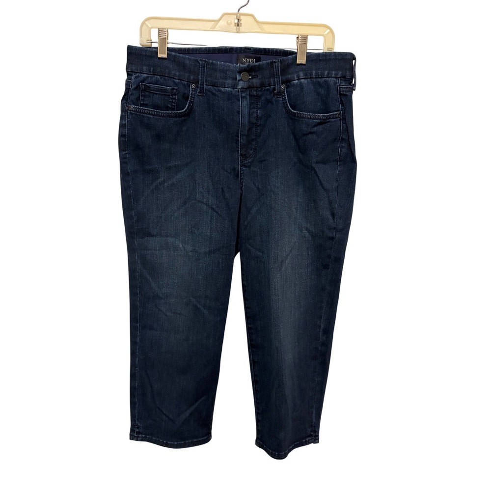 NYDJ Prospect Cropped Jeans Dark Wash Lift Tuck Waist Match Denim Capris M